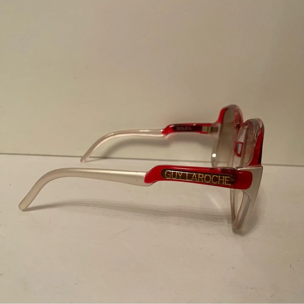 GUY LAROCHE SOLEIL SUNGLASSES SUNNIES PINK SILVER OVERSIZED FRAMES VINTAGE